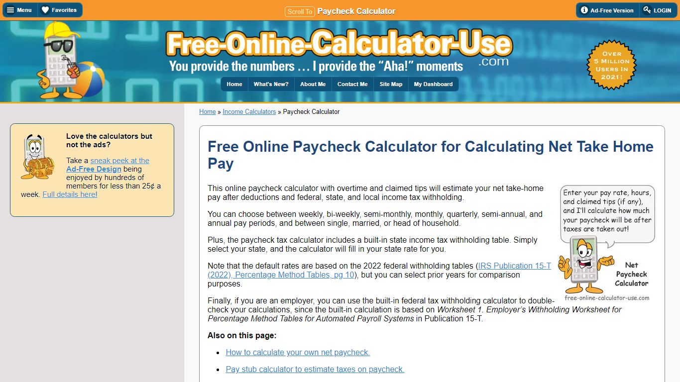 Free Online Paycheck Calculator | Calculate Take Home Pay | 2022